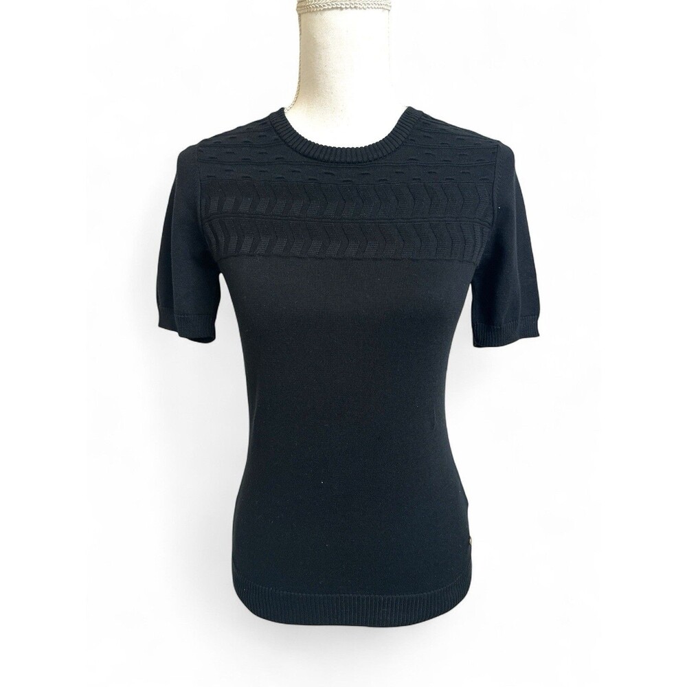 NWT Porsche Design Sweater Women's XS Black Short Sleeve Made In Italy NEW